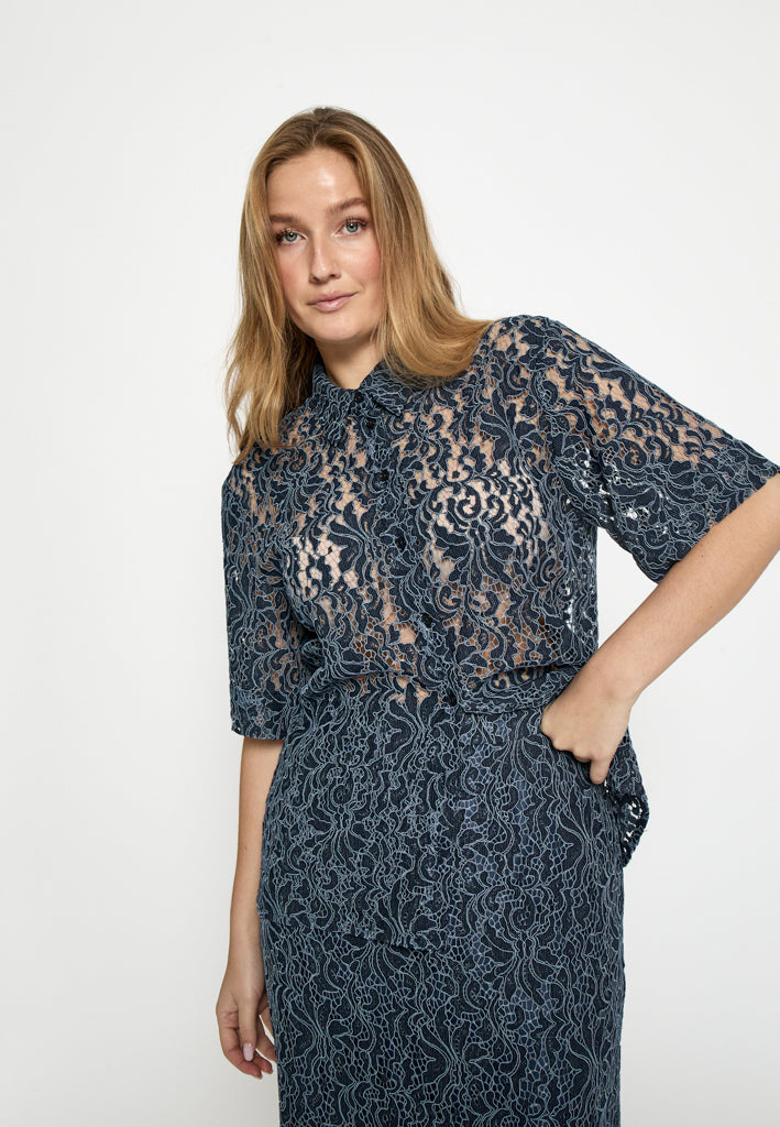 Minus MSTara Lace Shirt and MSTara Maxi Lace Skirt - Sky Captain