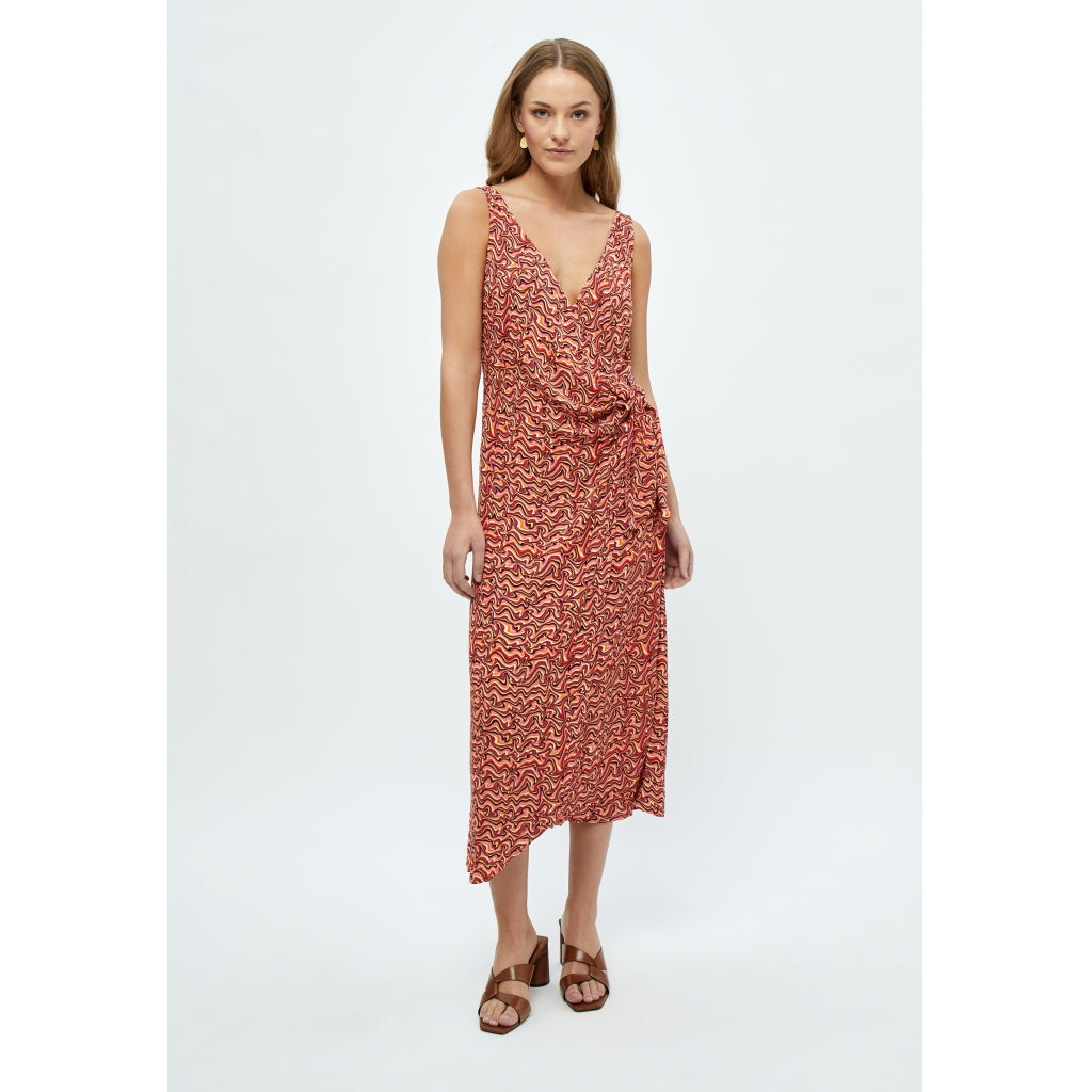 Desires Bia Wrap Dress Dress 0510P Melon Peach Print