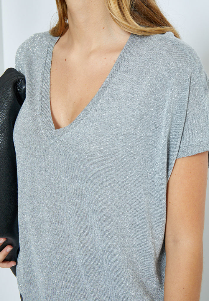 Minus Carlina Knit T-Shirt T-Shirt 112MET Light Grey Metal.