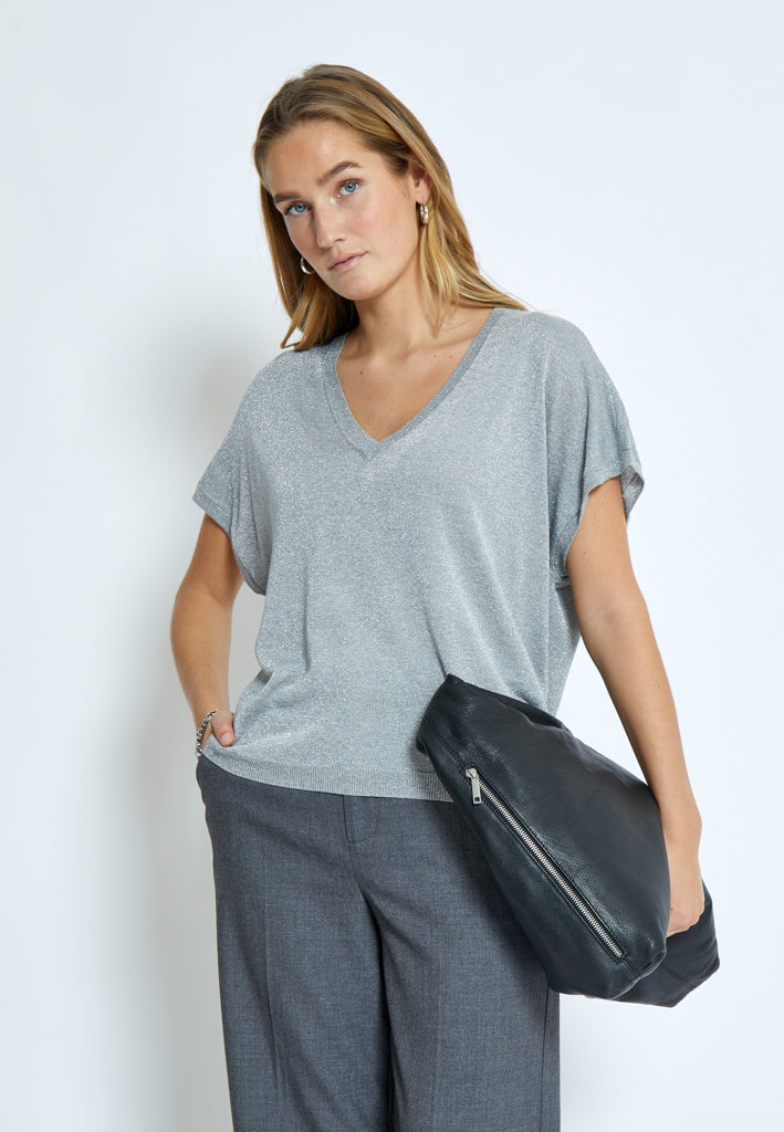 Minus Carlina Knit T-Shirt T-Shirt 112MET Light Grey Metal.