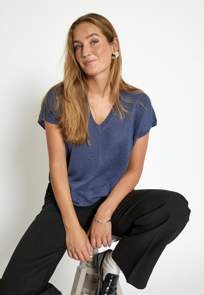 Minus Carlina Knit T-Shirt T-Shirt 2216MET Nightshadow Metal.