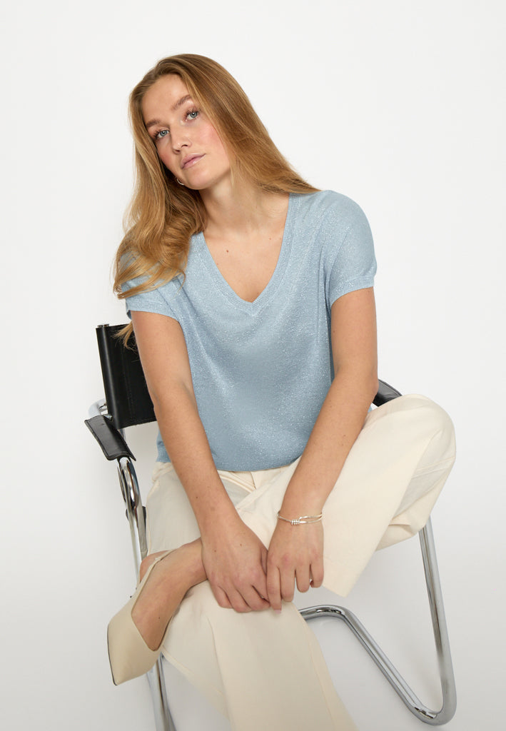 Minus Carlina Knit T-Shirt T-Shirt 2284MET Skyway Blue Metal.