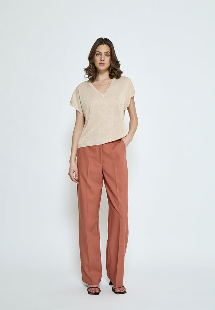 Minus Carlina Knit T-Shirt T-Shirt 348MET Medal gold Metallic