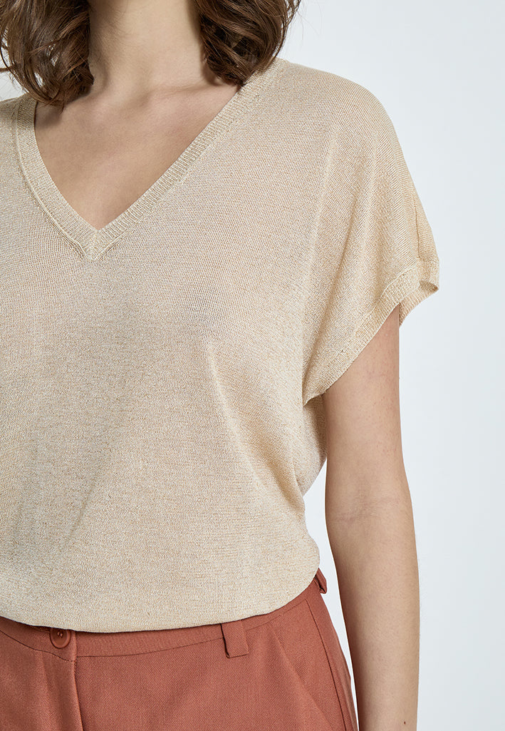 Minus Carlina Knit T-Shirt T-Shirt 348MET Medal gold Metallic