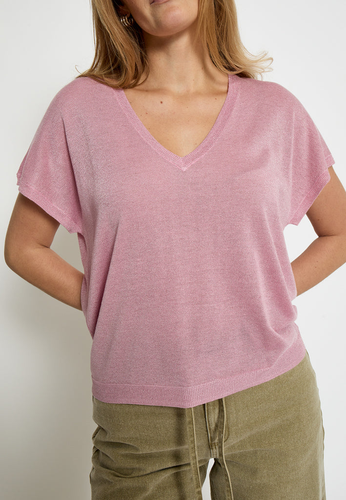 Minus Carlina Knit T-Shirt T-Shirt 4019MET Prism Pink Metal.