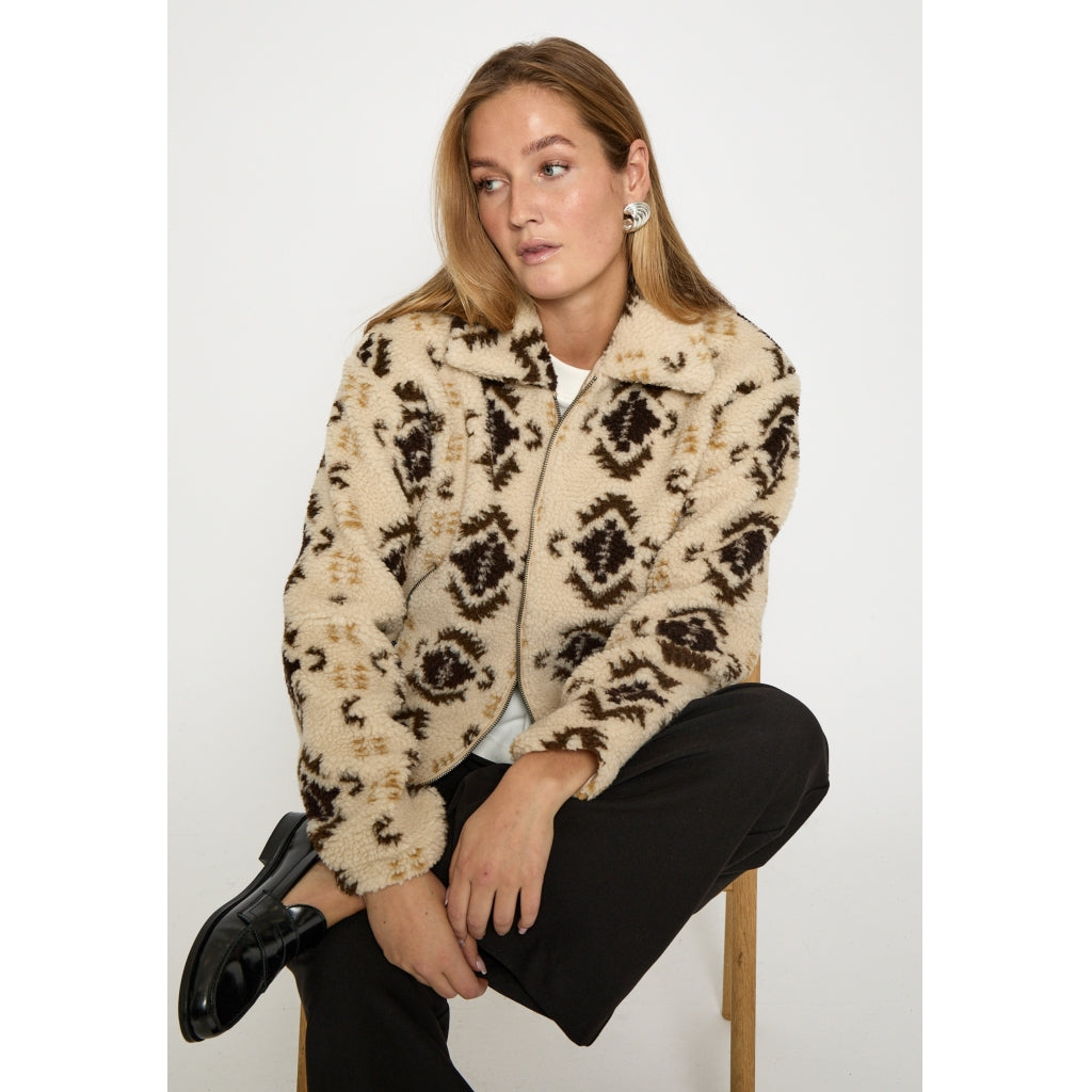 Peppercorn Caroline Collar Fleece Jacket Jacket 2206P Fog Sand Print