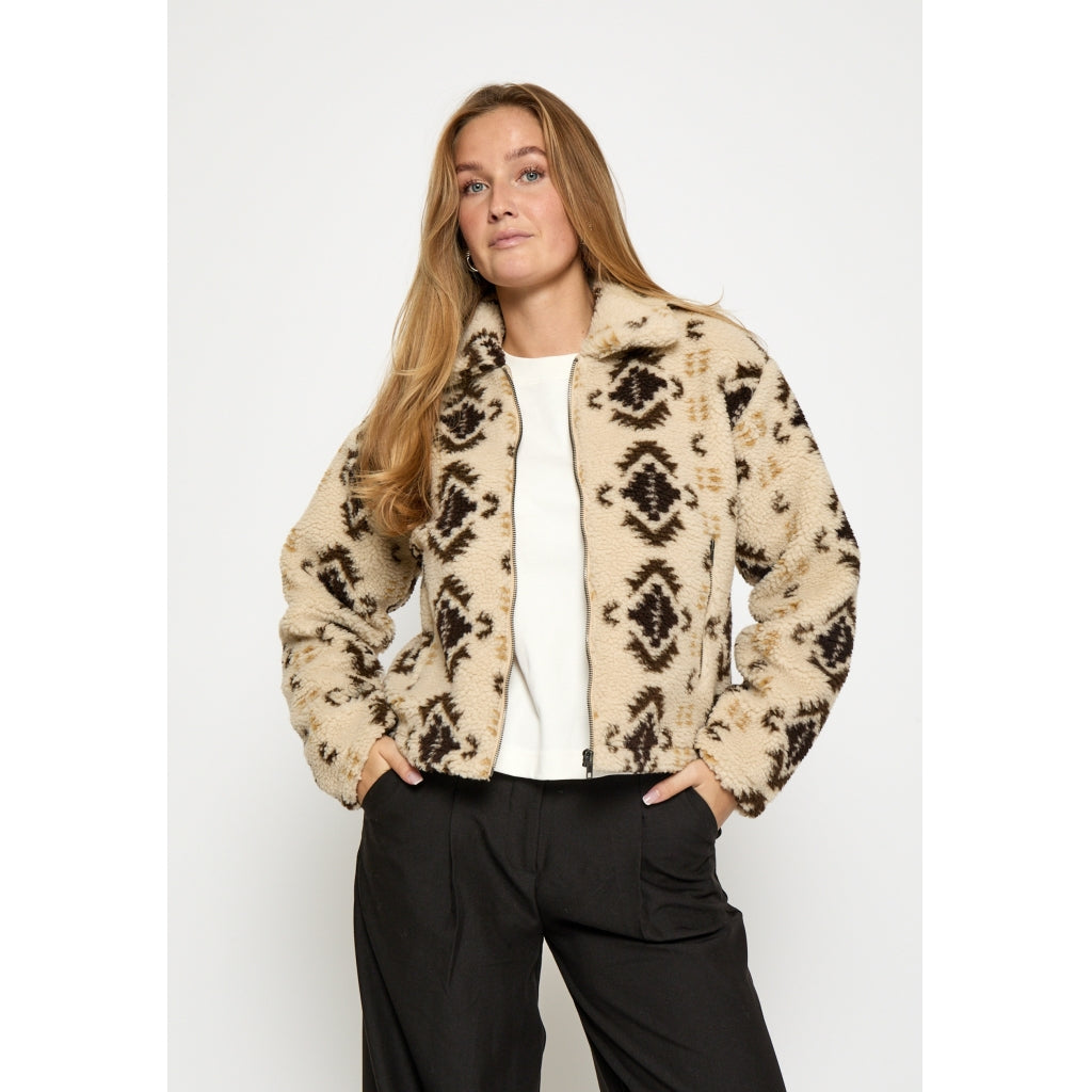 Peppercorn Caroline Collar Fleece Jacket Jacket 2206P Fog Sand Print