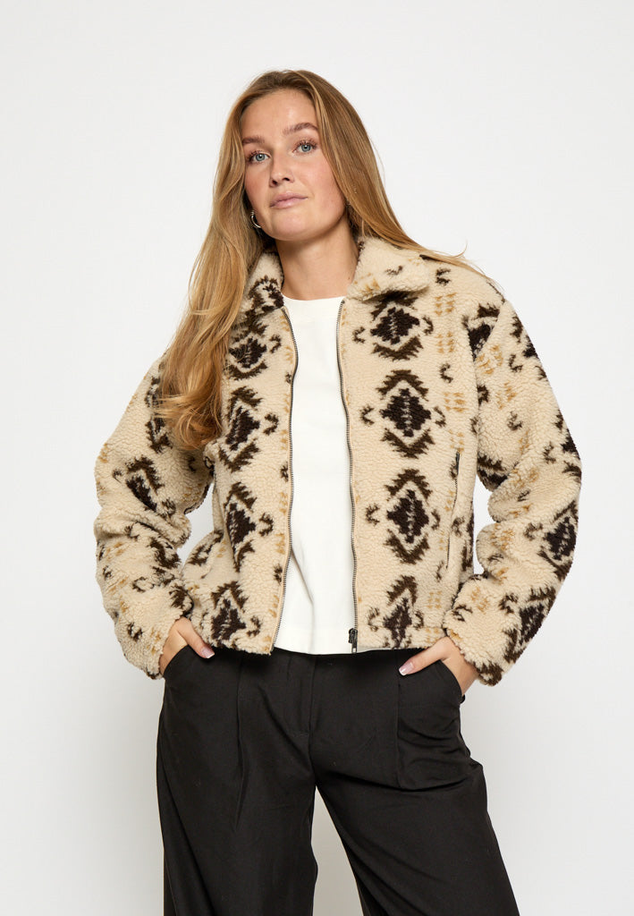 Peppercorn Caroline Collar Fleece Jacket Jacket 2206P Fog Sand Print