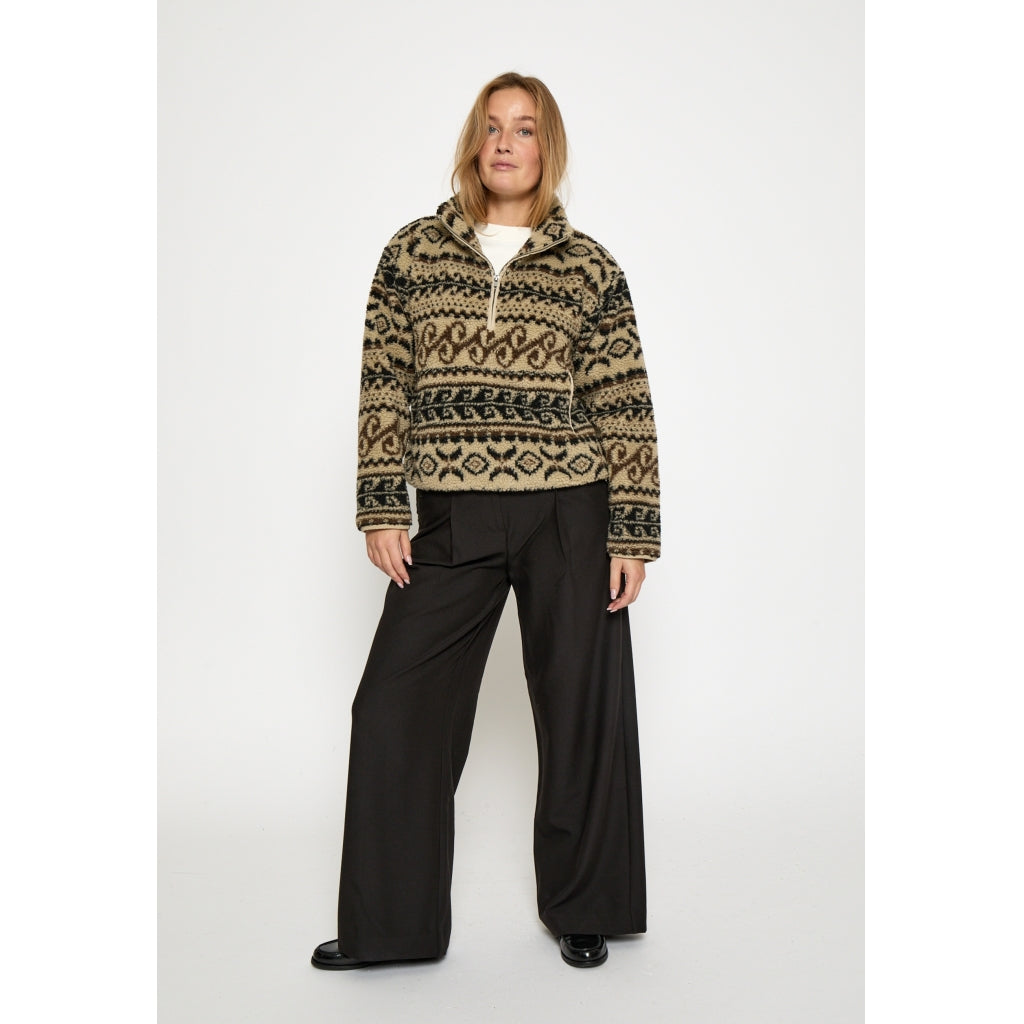 Peppercorn Caroline Fleece Half Zip Jacket Jacket 0202P Whitecap Cream Print