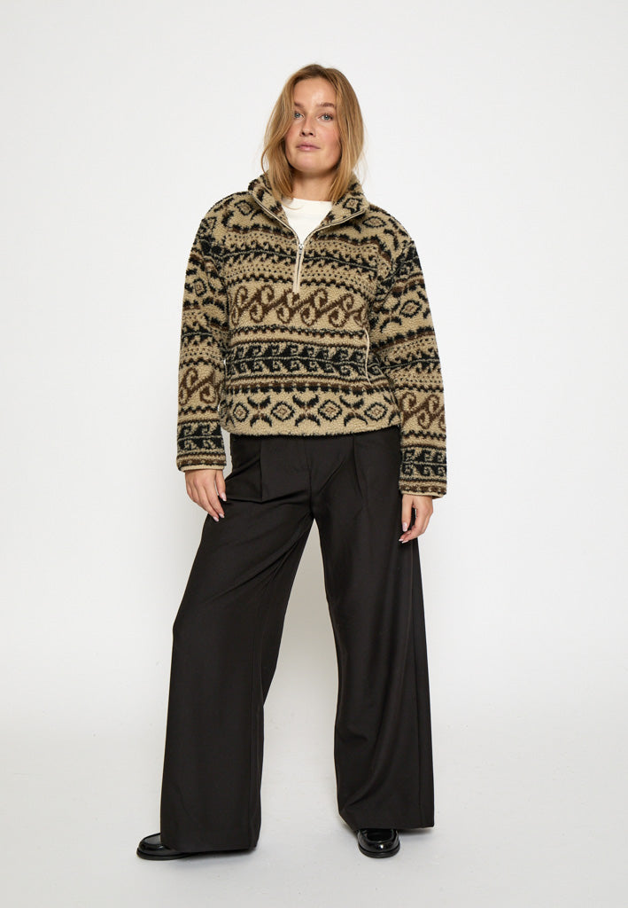 Peppercorn Caroline Fleece Half Zip Jacket Jacket 0202P Whitecap Cream Print