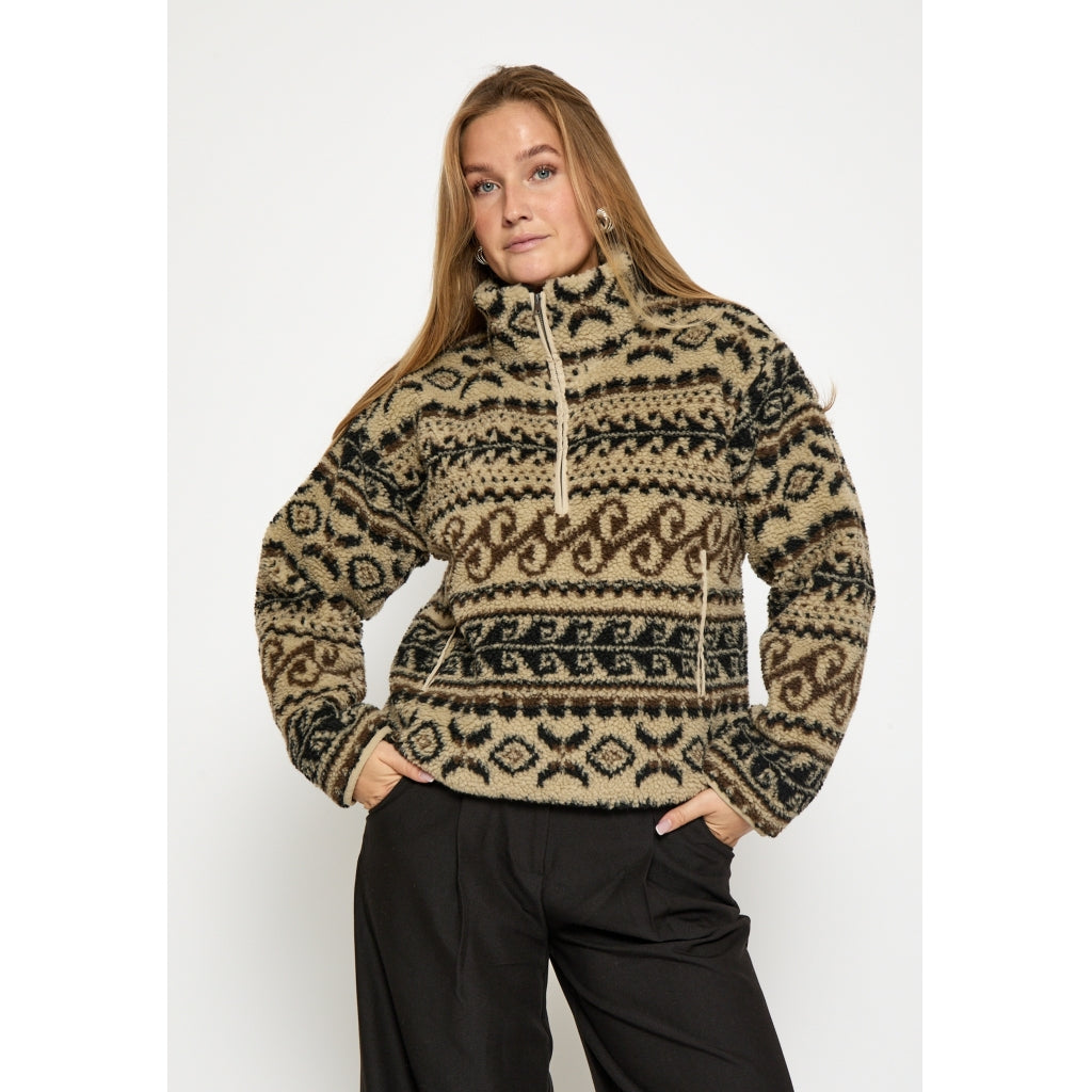 Peppercorn Caroline Fleece Half Zip Jacket Jacket 0202P Whitecap Cream Print