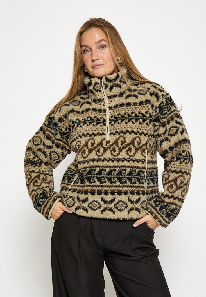 Peppercorn Caroline Fleece Half Zip Jacket Jacket 0202P Whitecap Cream Print