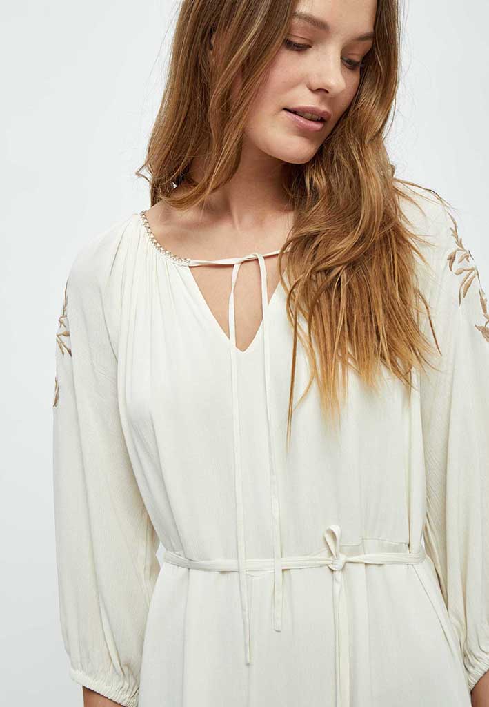 Desires Christa 3/4 Sleeve Ankle Length Embroidery Dress Dress 0002 White Peony
