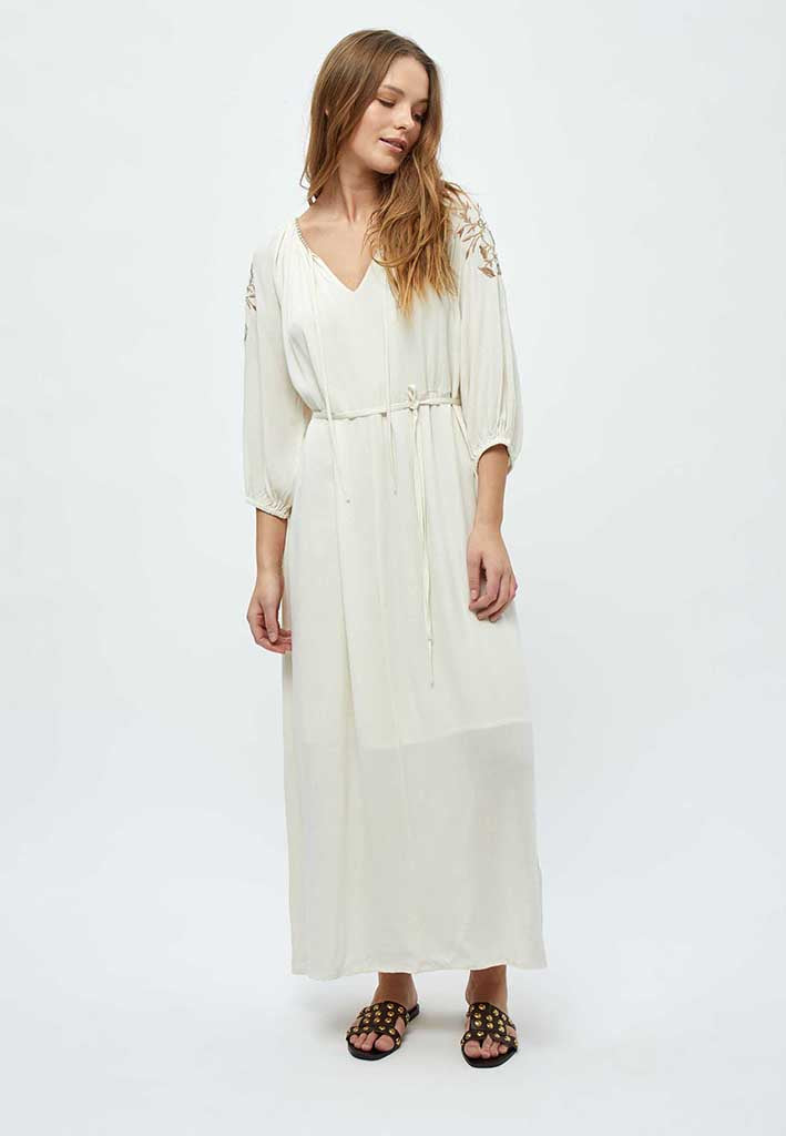 Desires Christa 3/4 Sleeve Ankle Length Embroidery Dress Dress 0002 White Peony