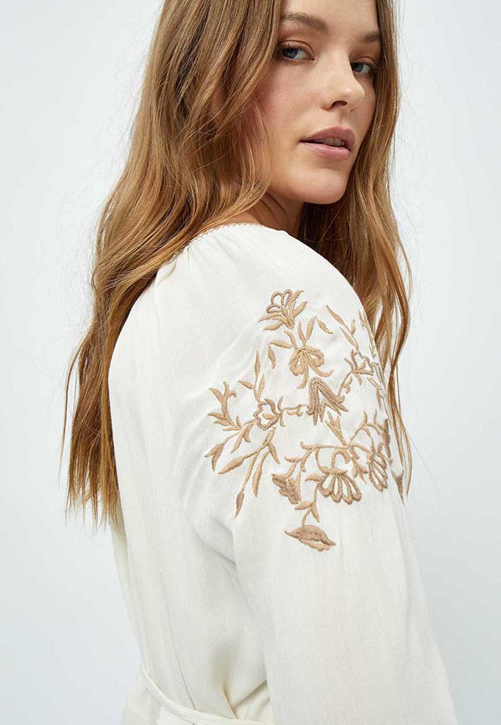 Desires Christa 3/4 Sleeve Ankle Length Embroidery Dress Dress 0002 White Peony