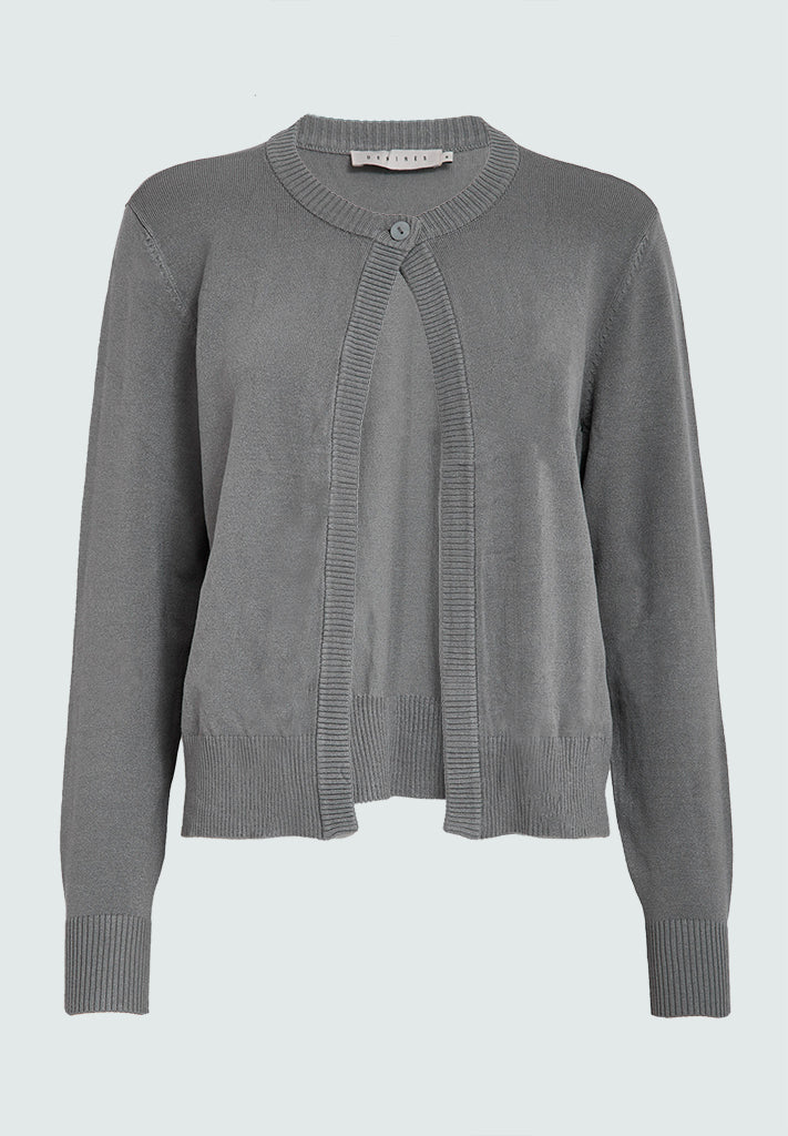 Desires DSAneli One Button Knit Cardigan Cardigans 112M Light Grey Melange