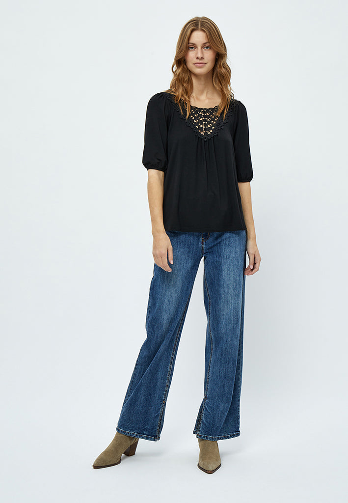 Desires DSAugusta Crochet T-Shirt T-Shirt 9000 Black