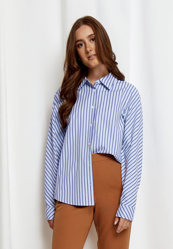 Desires DSCynthia Striped Shirt Shirt 5024S Royal Blue Stripe