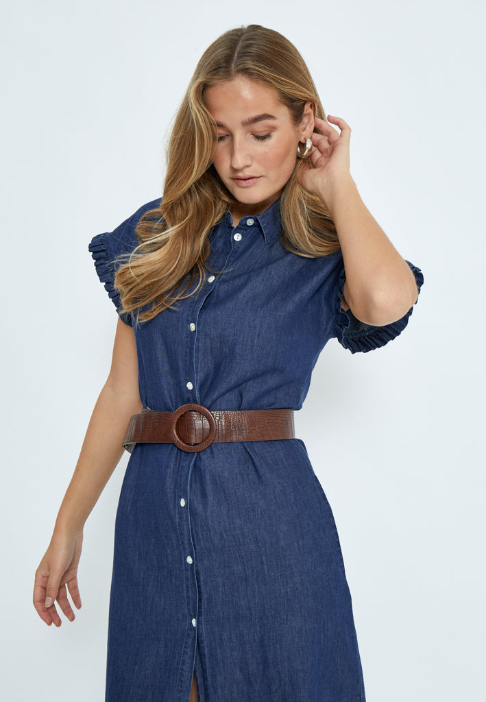Desires DSDarlene Frill Midi Dress Dress 9610 Mid Blue Denim