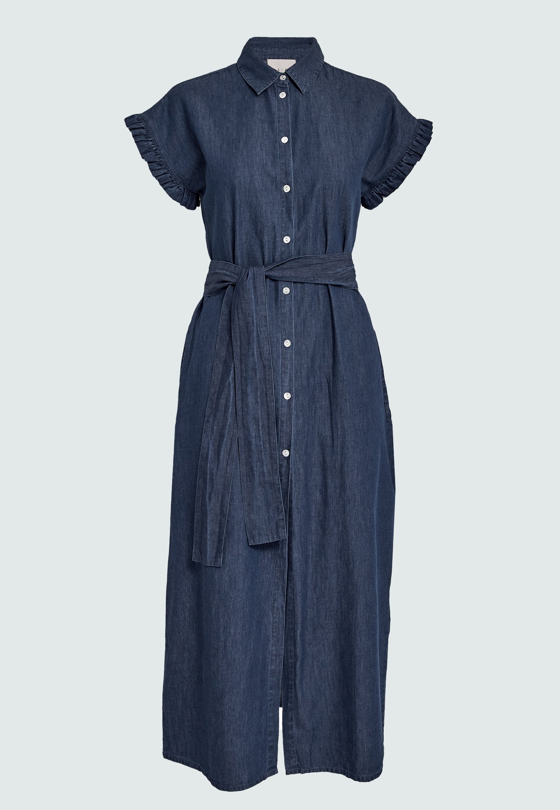 Desires DSDarlene Frill Midi Dress Dress 9610 Mid Blue Denim