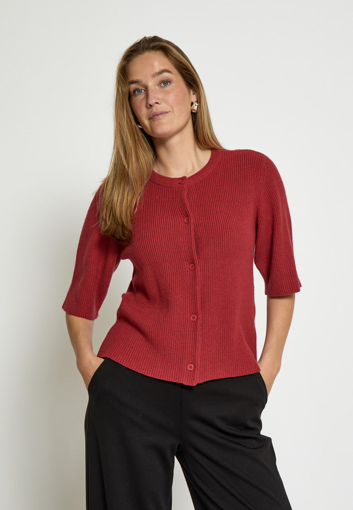 Desires DSDelta Short Sleeve Knit Cardigan Cardigans 4056 Cardinal Red