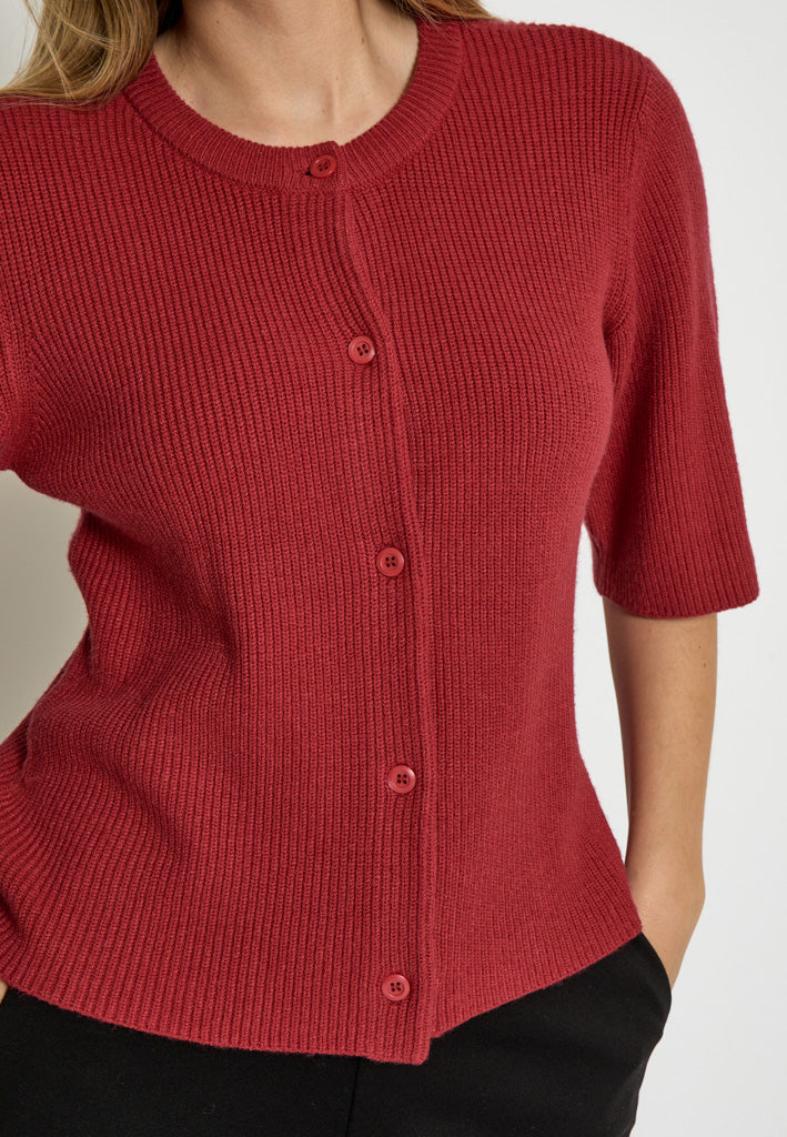 Desires DSDelta Short Sleeve Knit Cardigan Cardigans 4056 Cardinal Red