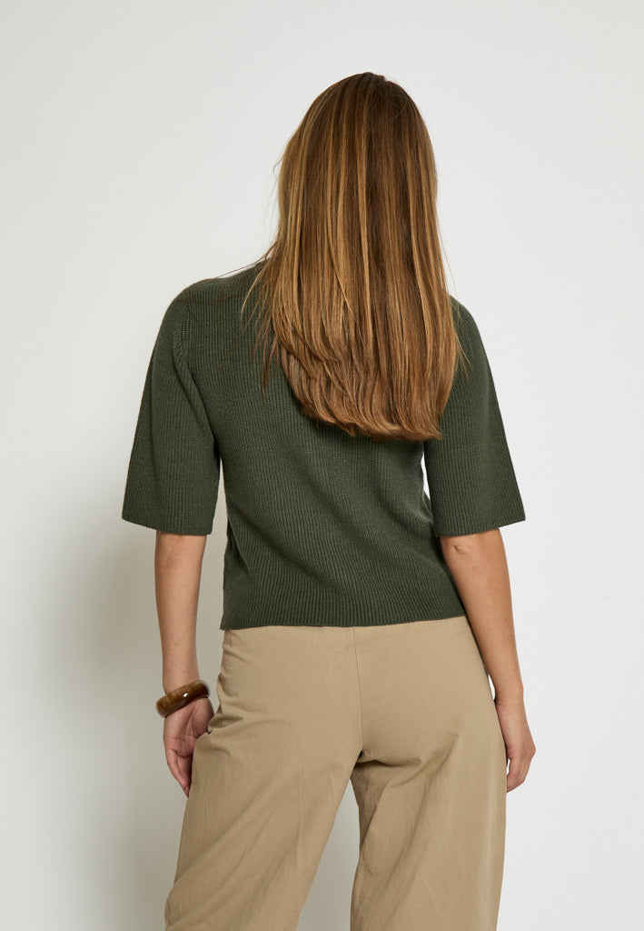 Desires DSDelta Short Sleeve Knit Cardigan Cardigans 9113 Thyme Green
