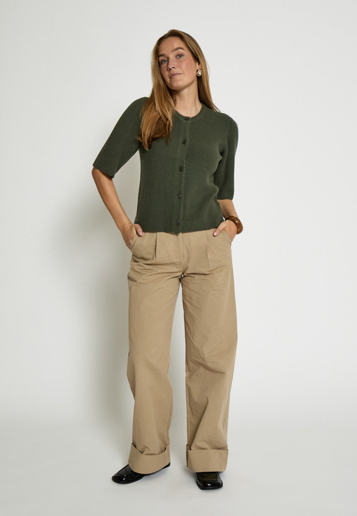 Desires DSDelta Short Sleeve Knit Cardigan Cardigans 9113 Thyme Green