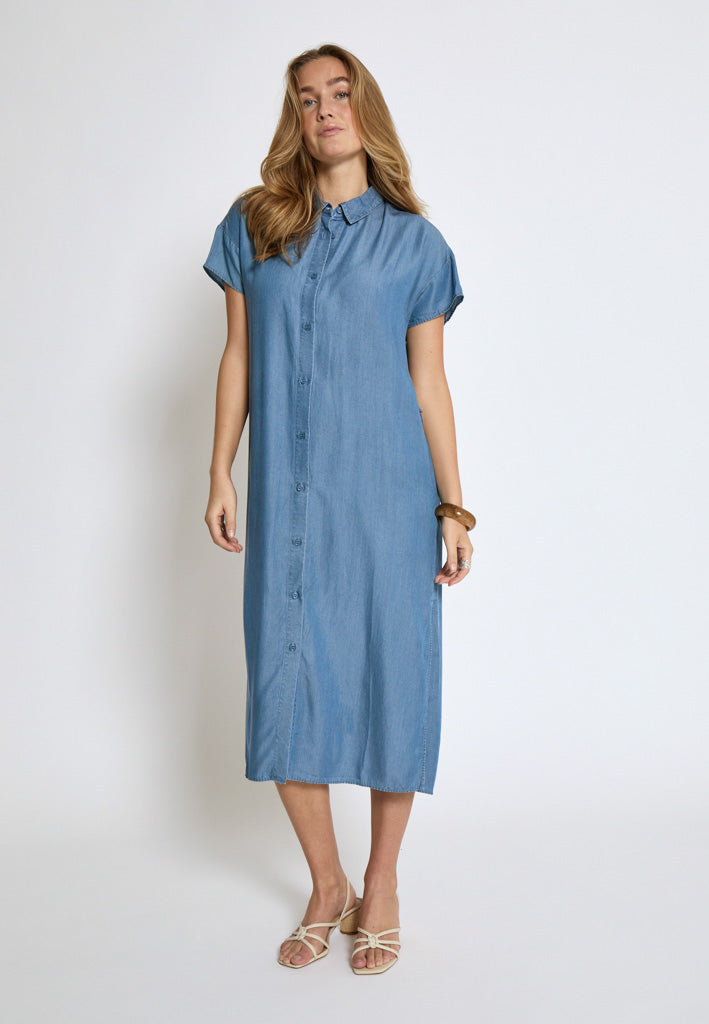 Desires DSElaina Lyocell Shirt Dress Dress 004 Mid-blue Denim