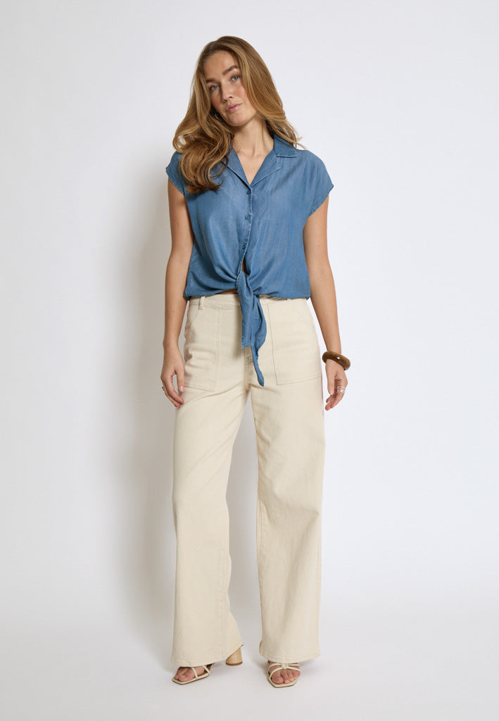 Desires DSElaina Lyocell Top Shirt 004 Mid-blue Denim