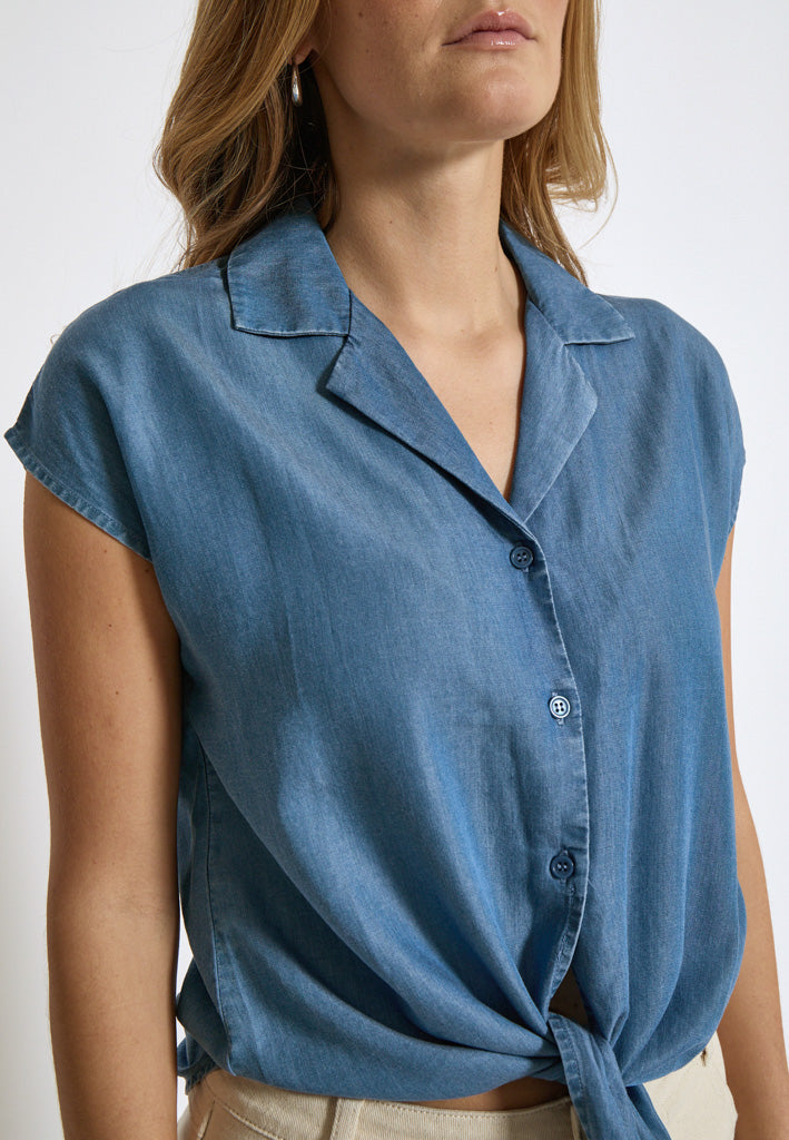 Desires DSElaina Lyocell Top Shirt 004 Mid-blue Denim