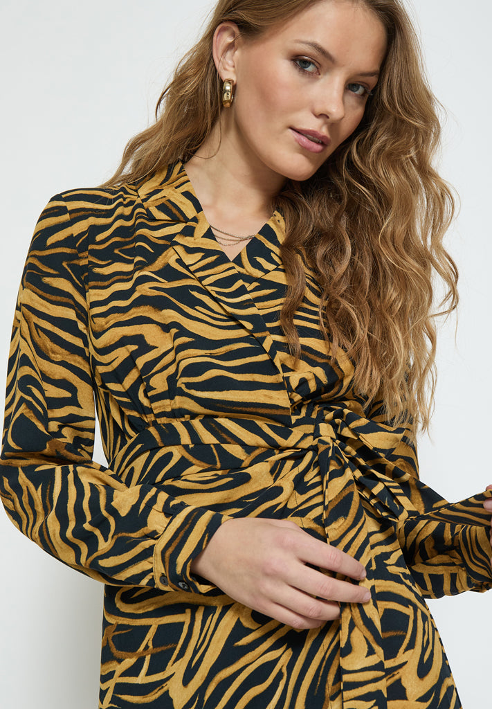 Desires DSFaith Long Sleeve Midi Dress Dress 9000P Black Print