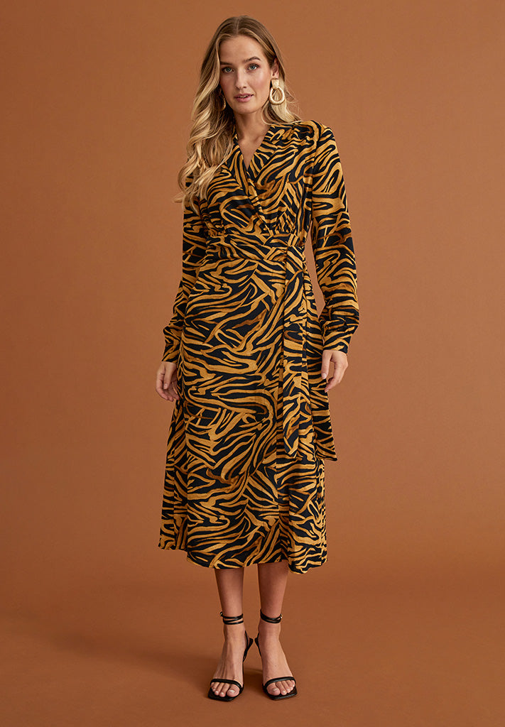 Desires DSFaith Long Sleeve Midi Dress Dress 9000P Black Print