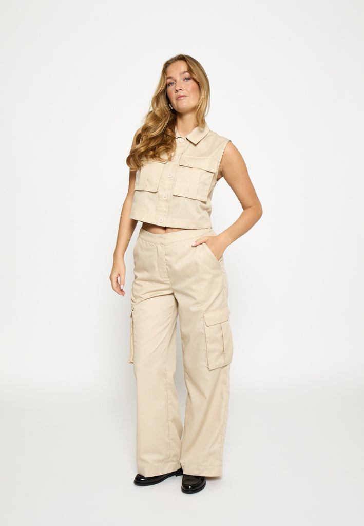 Desires DSFaye Mid Waisted Wide Leg Pant Pant 2105 Feather Gray