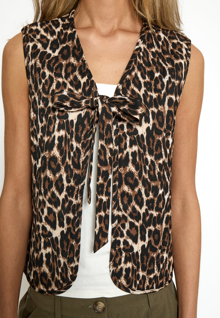 Desires DSFernanda Printed Quilted Vest Vest 9168P Leopard Print