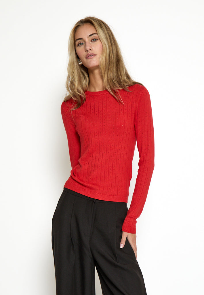 Desires DSGeisha Rib Holepattern Knit Pullover Pullover 4053 Bittersweet Red