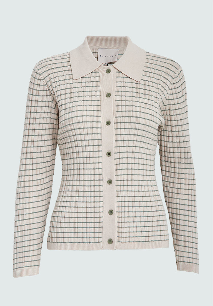 Desires DSHenriette Knit Cardigan Cardigans 3829S Oil Green Stripe