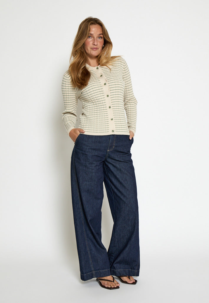 Desires DSHenriette Knit Cardigan Cardigans 3829S Oil Green Stripe
