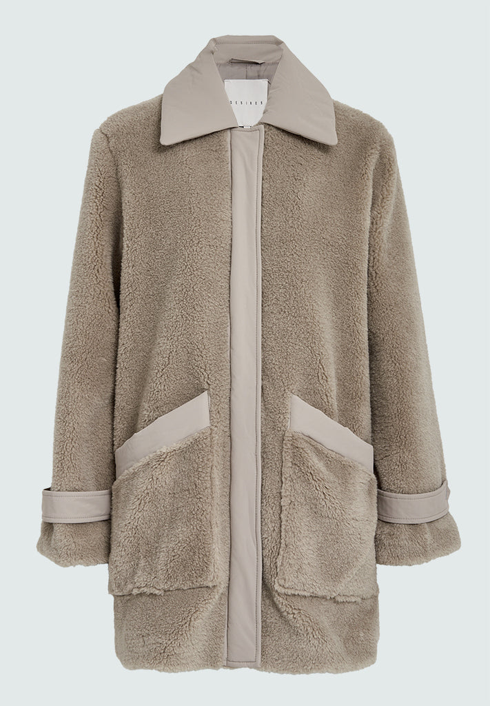 Desires DSIsla Teddy Coat Coat 0021 Cobblestone
