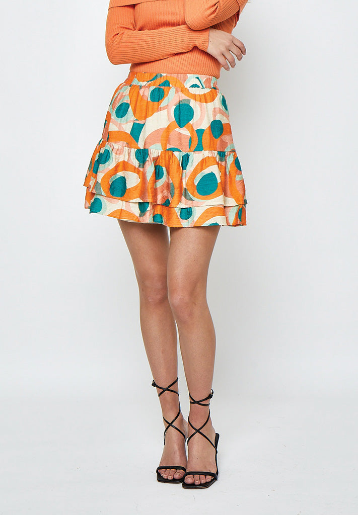 Desires DSIsolde Short Skirt Skirt 4073P Kelp Sand Print