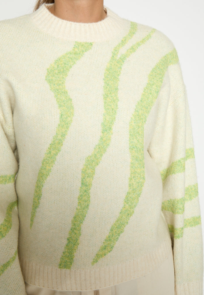 Desires DSJohanne GRS RWS Knit Pullover Pullover 3260P Dark Citron Print