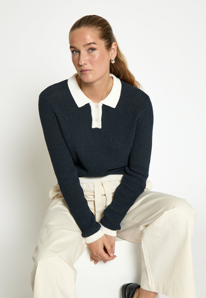 Desires DSKallie Knit Polo Pullover 1992 Total Eclipse Blue