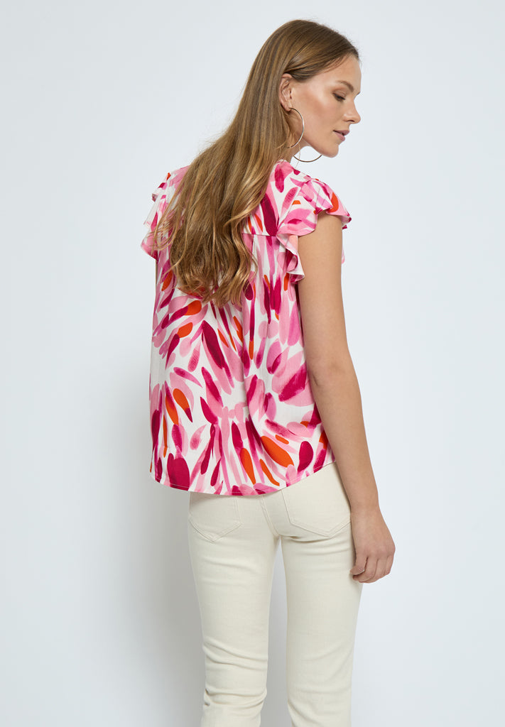 Desires DSMacie Blouse Blouse 4914P Morning Glory Pink Print