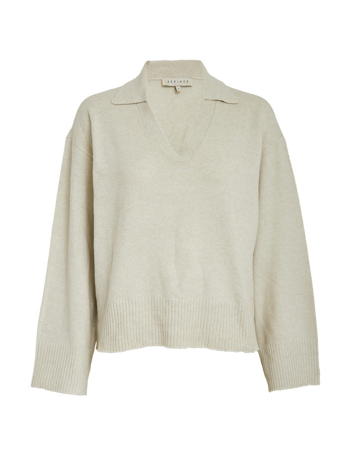 Desires DSMia Knit Polo Sweater Pullover 0265 Sandshell