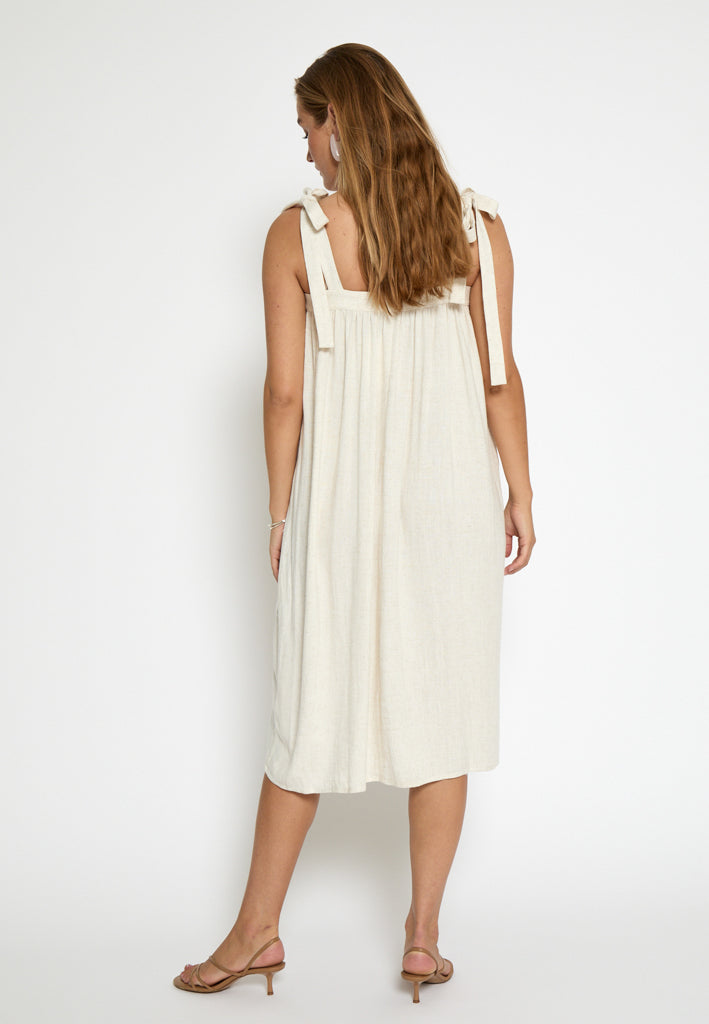Desires DSNatalie Linen Short Strap Dress Dress 0140 Tofu