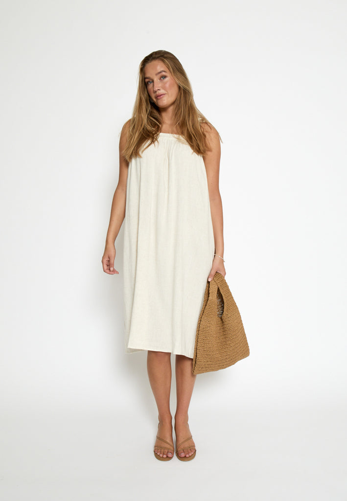 Desires DSNatalie Linen Short Strap Dress Dress 0140 Tofu