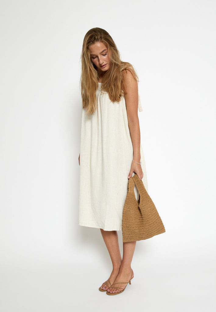 Desires DSNatalie Linen Short Strap Dress Dress 0140 Tofu