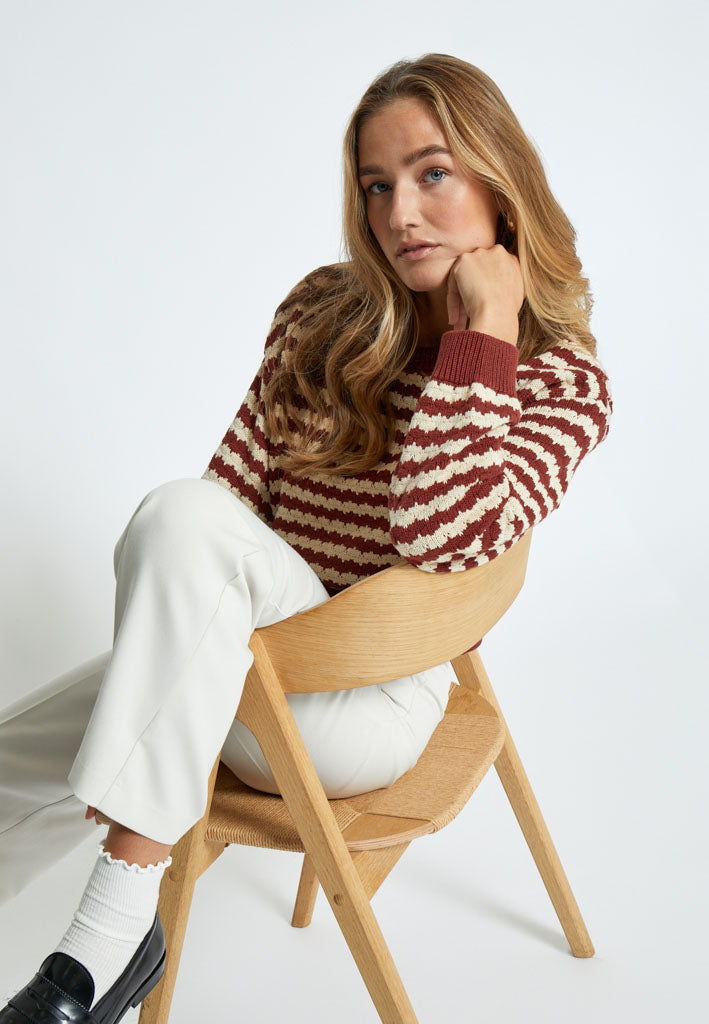 Desires DSPam Pullover Pullover 5061S Madder Brown Stripe