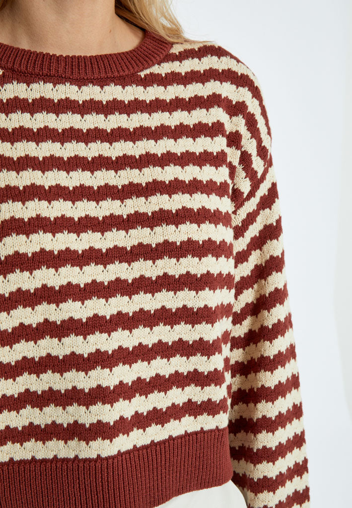 Desires DSPam Pullover Pullover 5061S Madder Brown Stripe