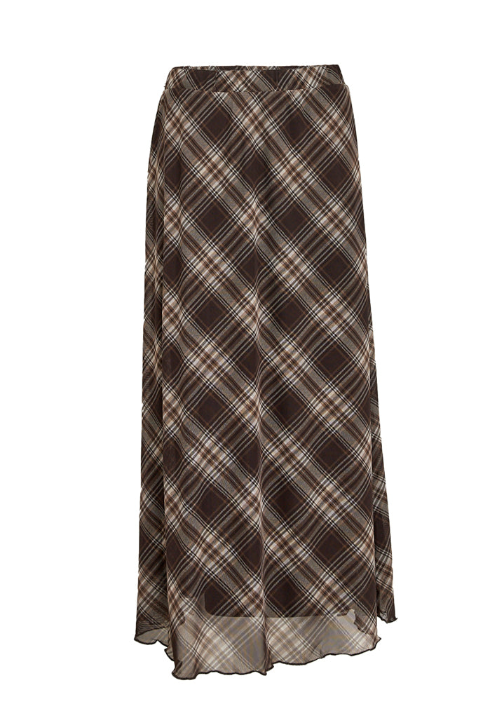 Desires DSTilly Mesh Skirt Skirt 5510P Chocolate Brown Print